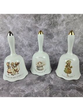 Vintage 1974 Set of 3 Porcelain Holly Hobbie Bells Collectible Made in Japan